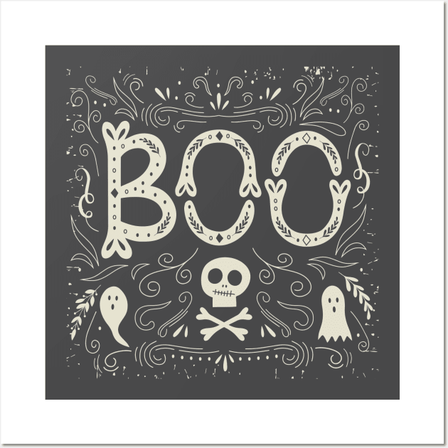 Halloween Ghost Doodle Wall Art by cocorf